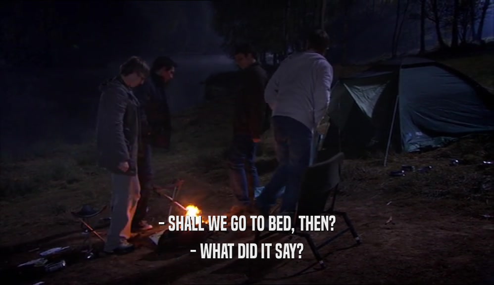 - SHALL WE GO TO BED, THEN? - WHAT DID IT SAY? 