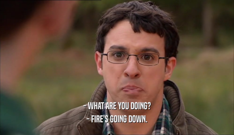 - WHAT ARE YOU DOING? - FIRE'S GOING DOWN. 