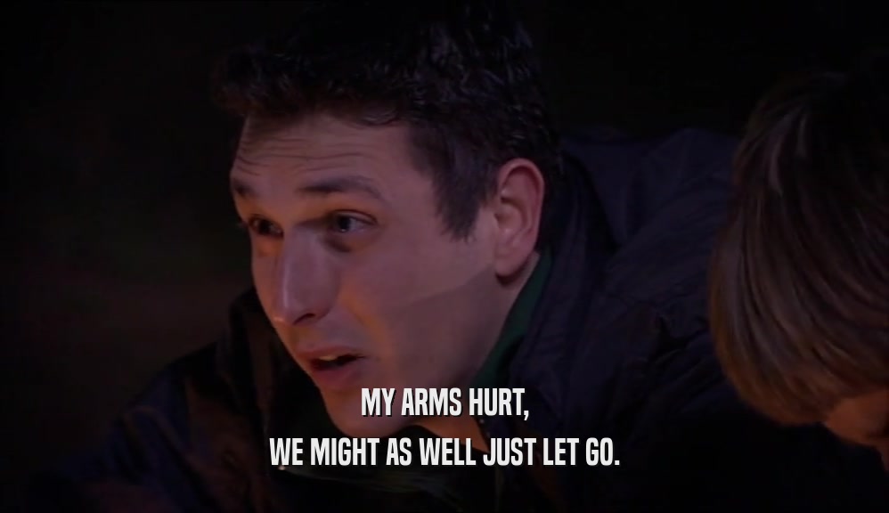 MY ARMS HURT, WE MIGHT AS WELL JUST LET GO. 