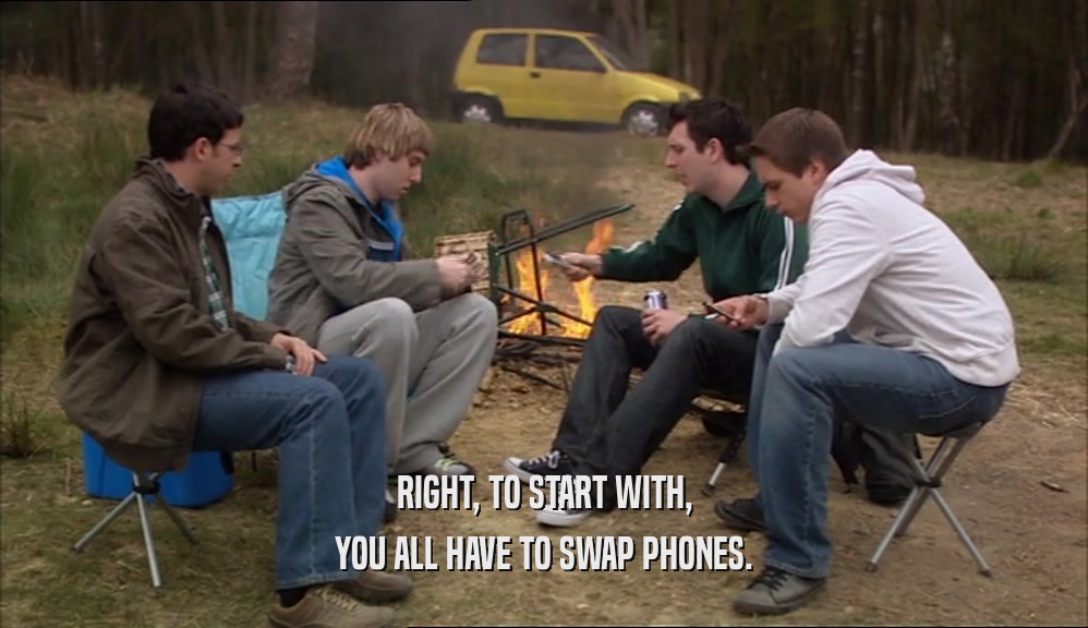 RIGHT, TO START WITH, YOU ALL HAVE TO SWAP PHONES. 