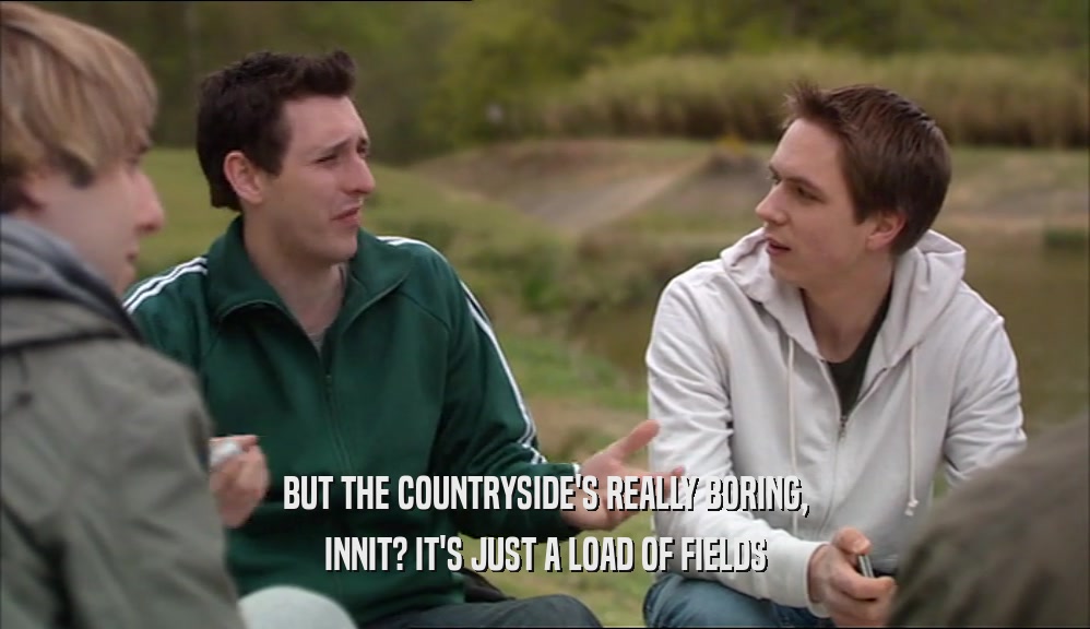 BUT THE COUNTRYSIDE'S REALLY BORING, INNIT? IT'S JUST A LOAD OF FIELDS 