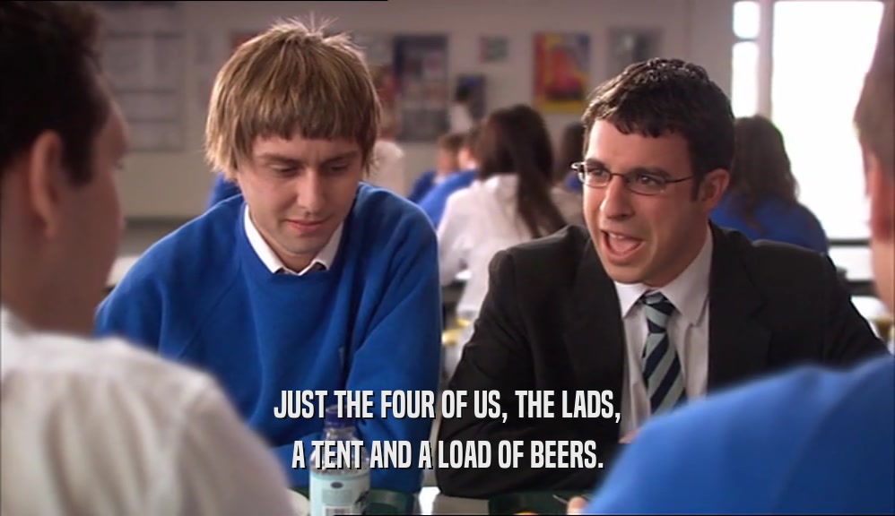 JUST THE FOUR OF US, THE LADS, A TENT AND A LOAD OF BEERS. 