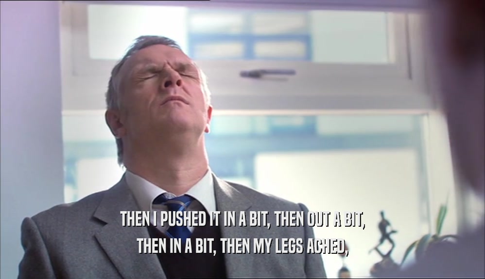 THEN I PUSHED IT IN A BIT, THEN OUT A BIT, THEN IN A BIT, THEN MY LEGS ACHED, 