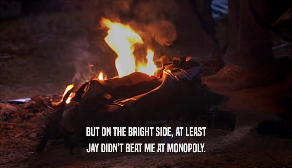 BUT ON THE BRIGHT SIDE, AT LEAST JAY DIDN'T BEAT ME AT MONOPOLY. 