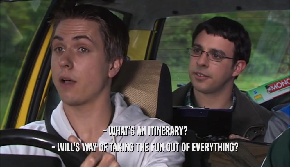 - WHAT'S AN ITINERARY? - WILL'S WAY OF TAKING THE FUN OUT OF EVERYTHING? 