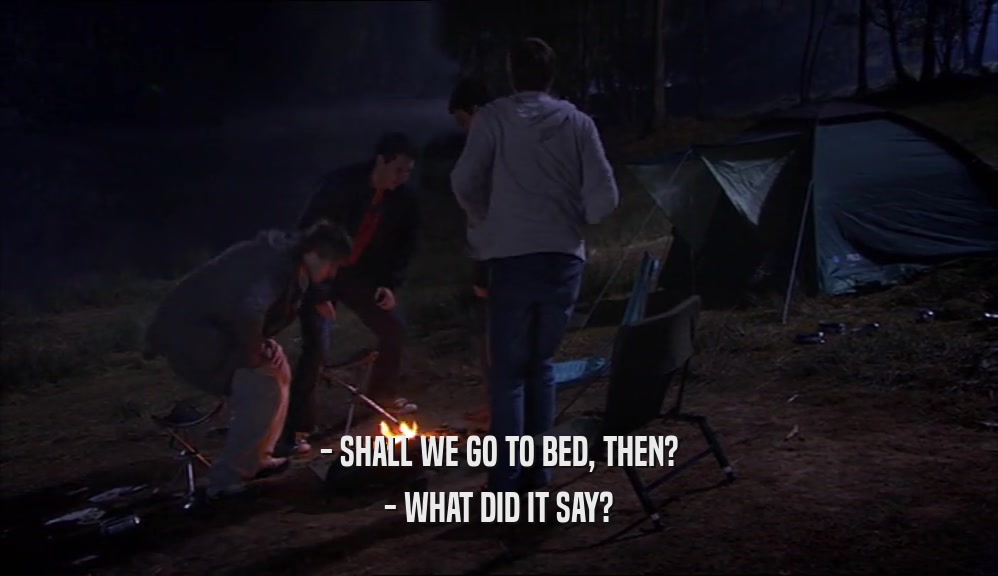 - SHALL WE GO TO BED, THEN? - WHAT DID IT SAY? 