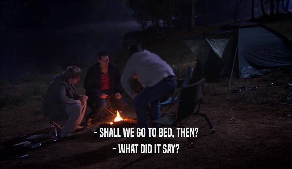 - SHALL WE GO TO BED, THEN? - WHAT DID IT SAY? 