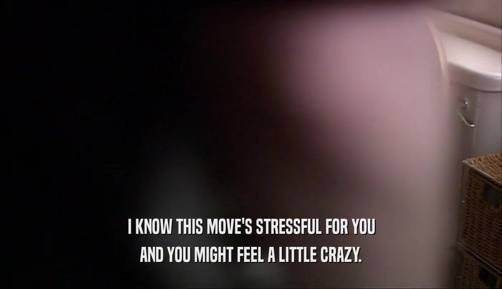 I KNOW THIS MOVE'S STRESSFUL FOR YOU AND YOU MIGHT FEEL A LITTLE CRAZY. 
