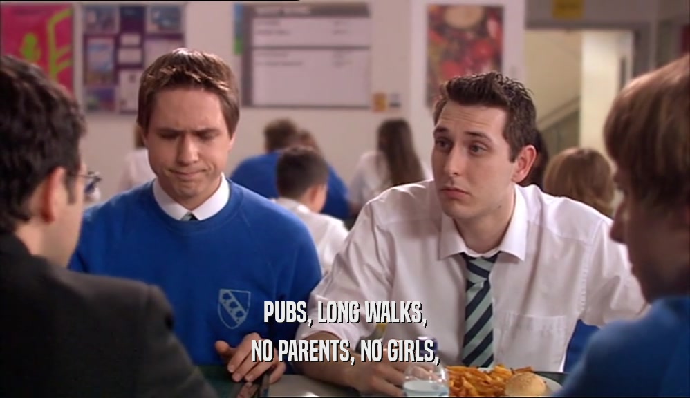 PUBS, LONG WALKS, NO PARENTS, NO GIRLS, 