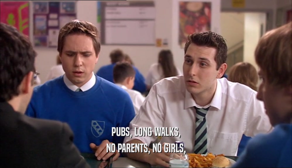 PUBS, LONG WALKS, NO PARENTS, NO GIRLS, 