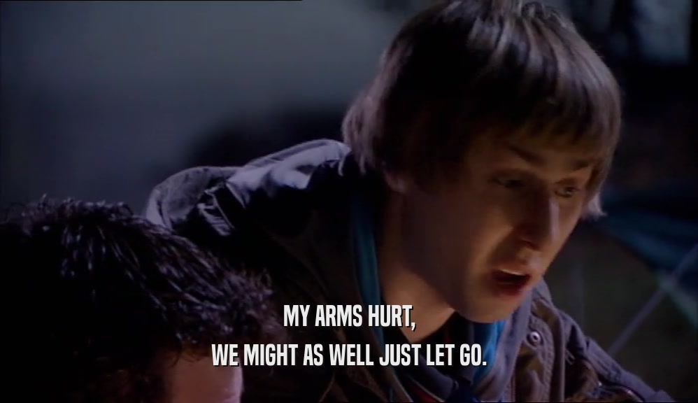 MY ARMS HURT, WE MIGHT AS WELL JUST LET GO. 