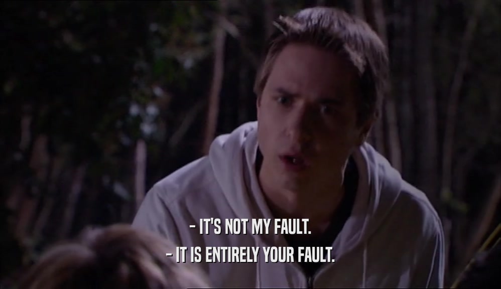 - IT'S NOT MY FAULT. - IT IS ENTIRELY YOUR FAULT. 