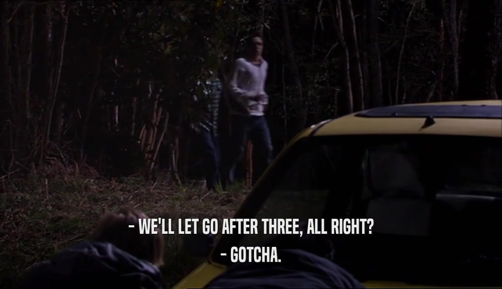 - WE'LL LET GO AFTER THREE, ALL RIGHT? - GOTCHA. 
