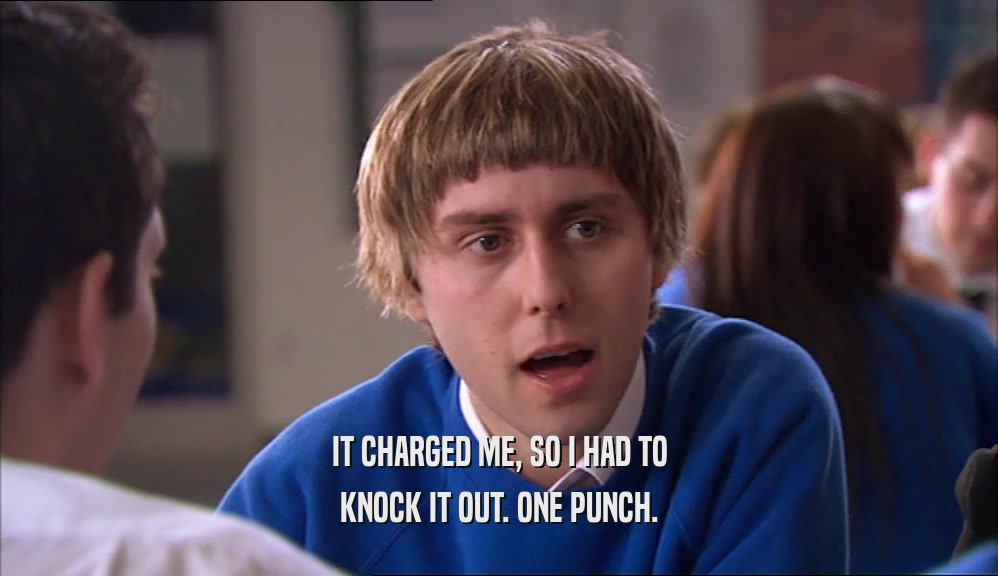 IT CHARGED ME, SO I HAD TO KNOCK IT OUT. ONE PUNCH. 