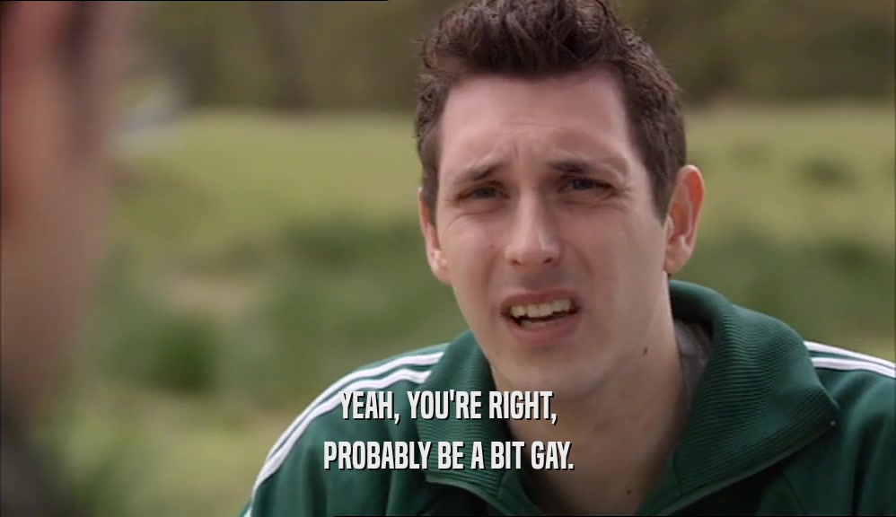 YEAH, YOU'RE RIGHT, PROBABLY BE A BIT GAY. 