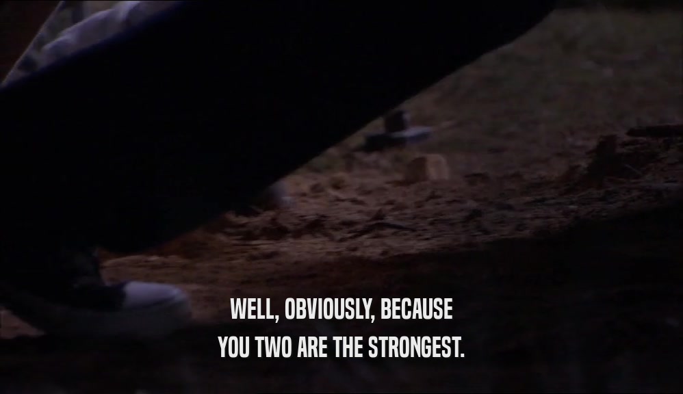 WELL, OBVIOUSLY, BECAUSE YOU TWO ARE THE STRONGEST. 