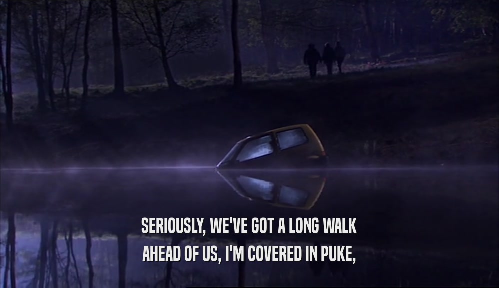 SERIOUSLY, WE'VE GOT A LONG WALK AHEAD OF US, I'M COVERED IN PUKE, 