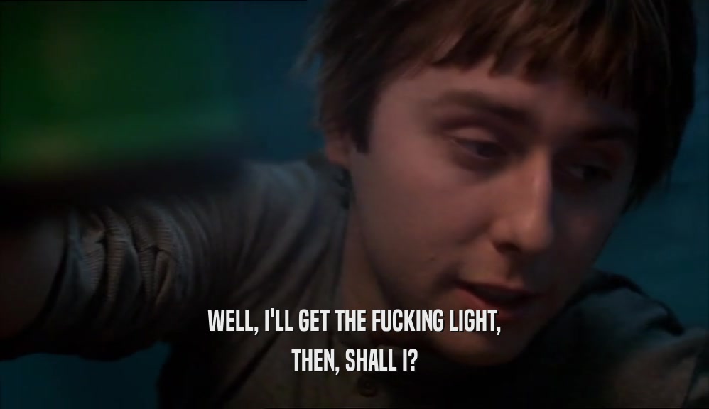WELL, I'LL GET THE FUCKING LIGHT, THEN, SHALL I? 