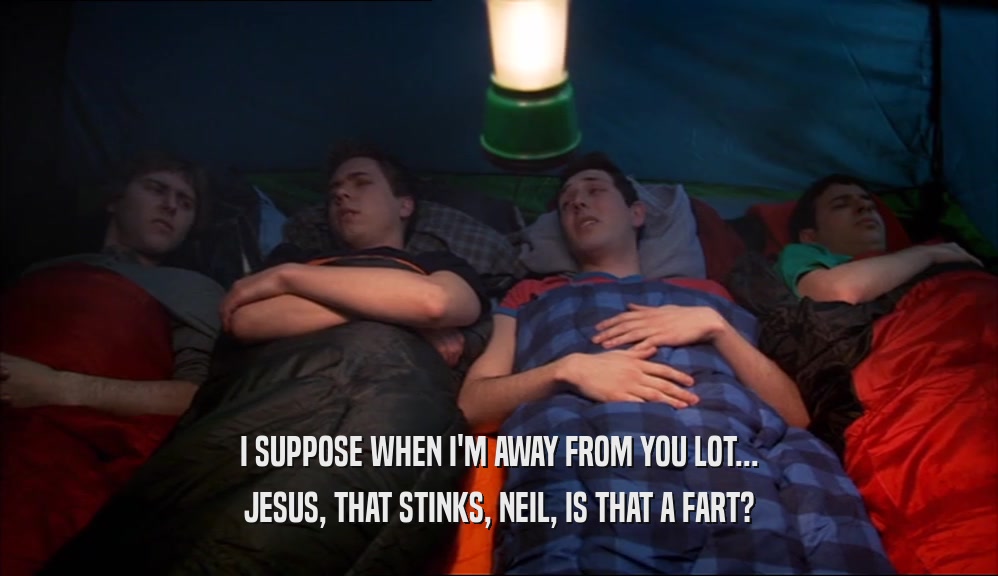 I SUPPOSE WHEN I'M AWAY FROM YOU LOT... JESUS, THAT STINKS, NEIL, IS THAT A FART? 