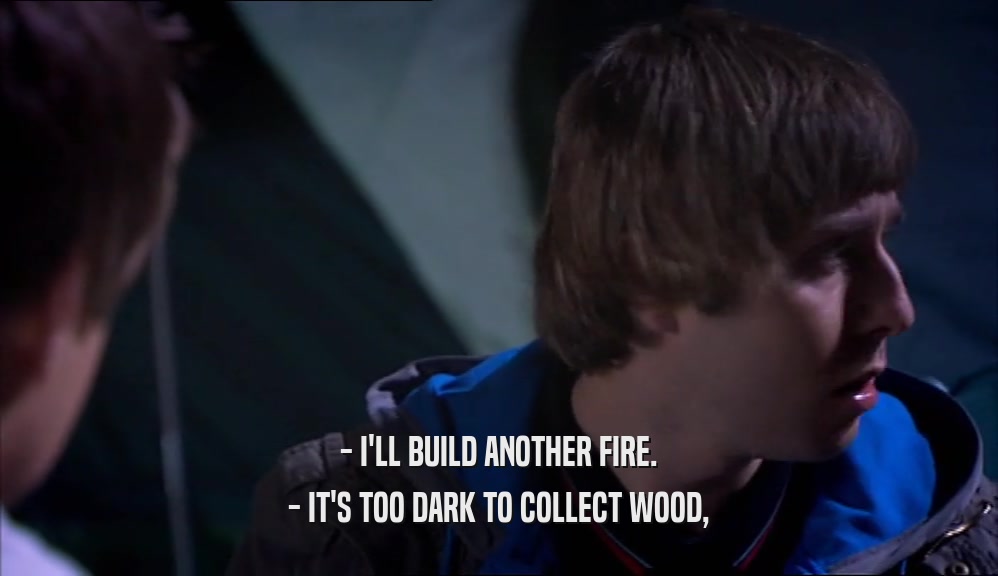 - I'LL BUILD ANOTHER FIRE. - IT'S TOO DARK TO COLLECT WOOD, 