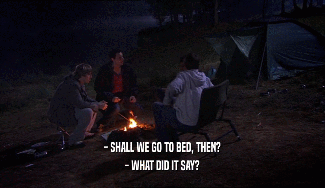 - SHALL WE GO TO BED, THEN? - WHAT DID IT SAY? 