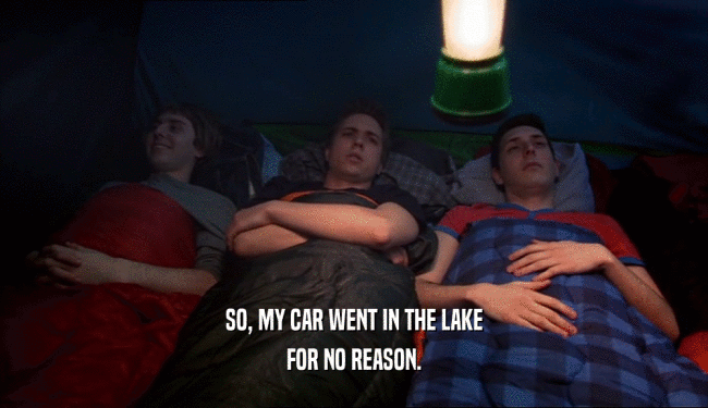 SO, MY CAR WENT IN THE LAKE FOR NO REASON. 