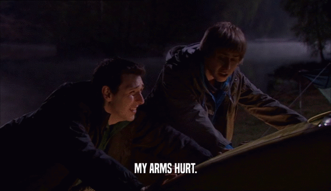 MY ARMS HURT.  