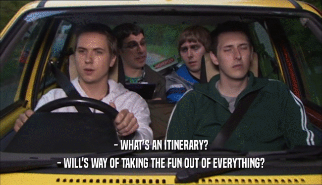 - WHAT'S AN ITINERARY? - WILL'S WAY OF TAKING THE FUN OUT OF EVERYTHING? 