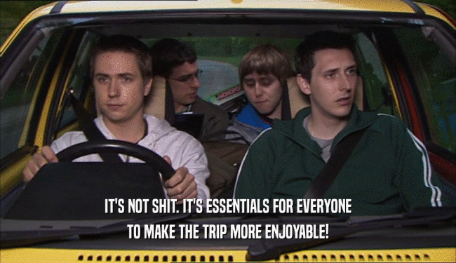 IT'S NOT SHIT. IT'S ESSENTIALS FOR EVERYONE TO MAKE THE TRIP MORE ENJOYABLE! 