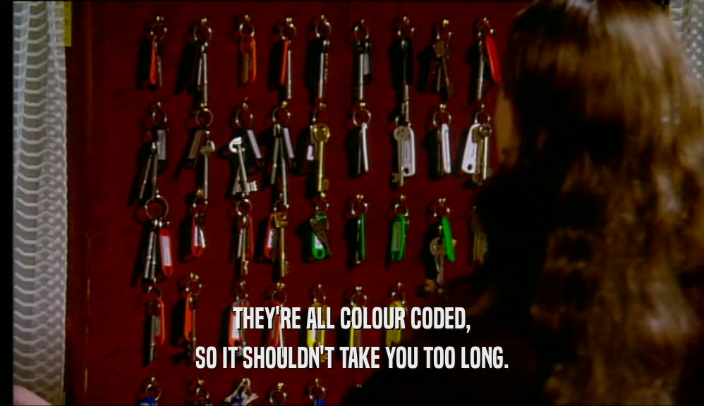 THEY'RE ALL COLOUR CODED, SO IT SHOULDN'T TAKE YOU TOO LONG. 