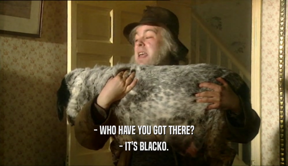 - WHO HAVE YOU GOT THERE?
 - IT'S BLACKO.
 