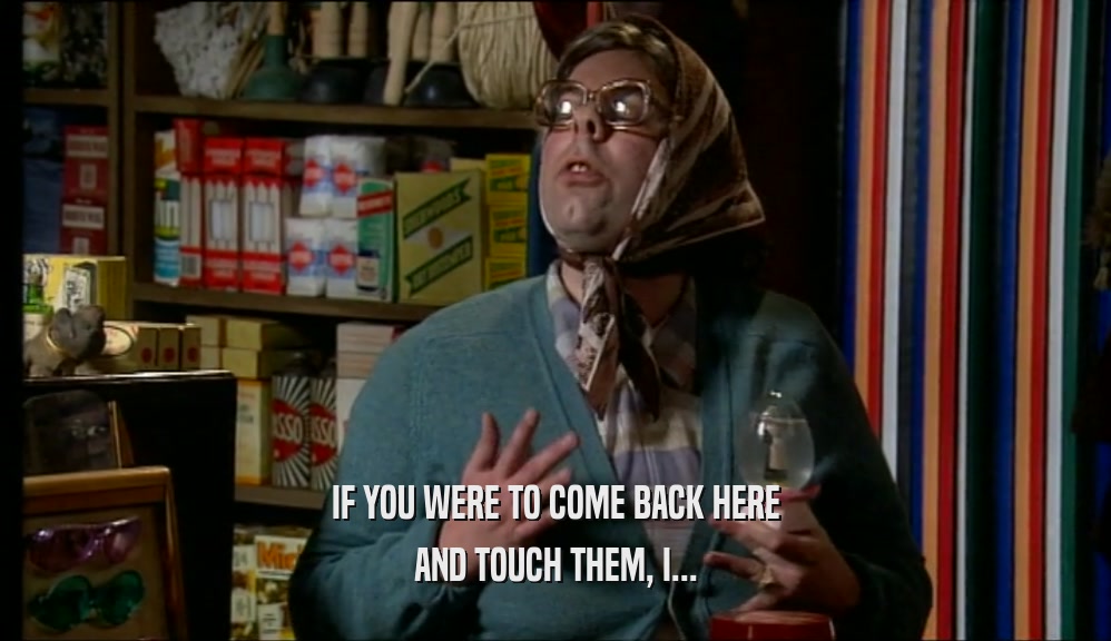 IF YOU WERE TO COME BACK HERE AND TOUCH THEM, I... 
