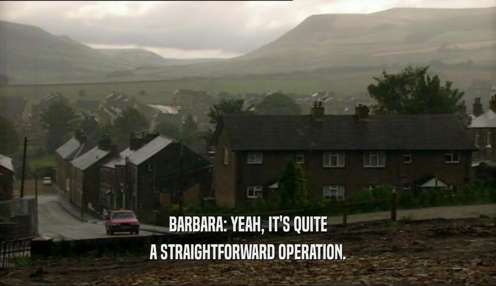 BARBARA: YEAH, IT'S QUITE
 A STRAIGHTFORWARD OPERATION.
 