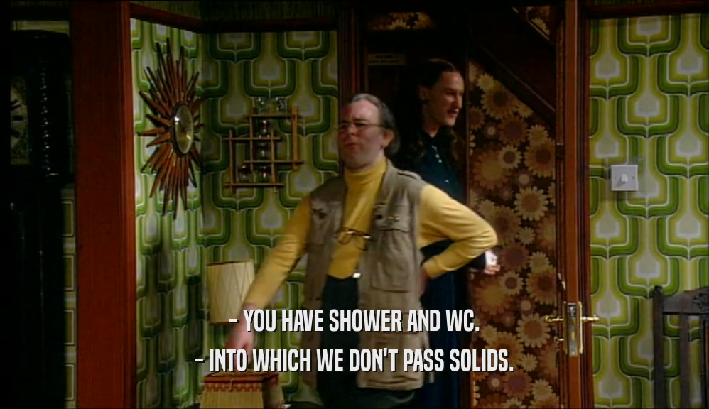 - YOU HAVE SHOWER AND WC. - INTO WHICH WE DON'T PASS SOLIDS. 