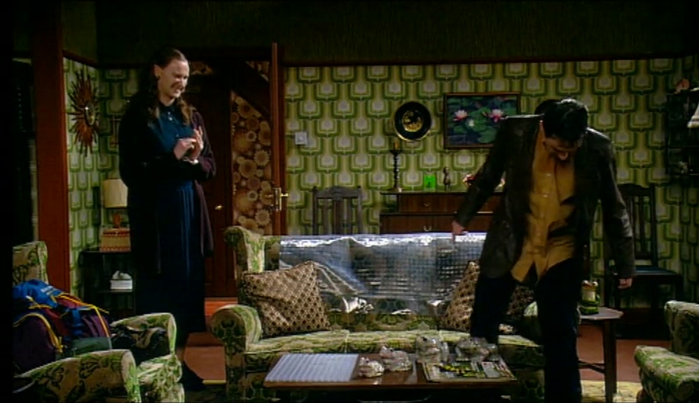 - WHO'S PUT FOOTPRINTS ON THE CARPET? - SORRY, THAT WAS ME. 