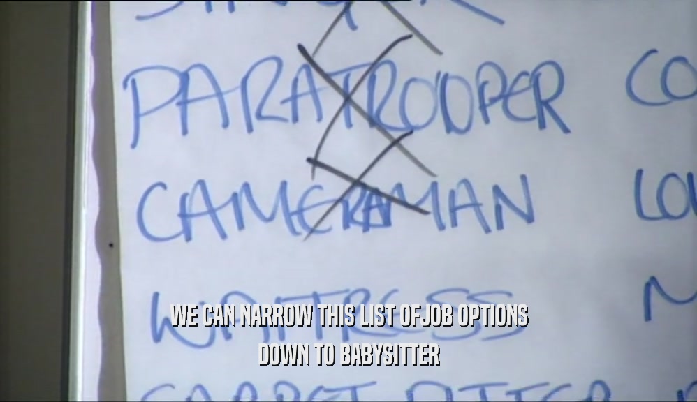 WE CAN NARROW THIS LIST OFJOB OPTIONS DOWN TO BABYSITTER 