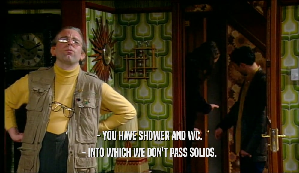 - YOU HAVE SHOWER AND WC. - INTO WHICH WE DON'T PASS SOLIDS. 