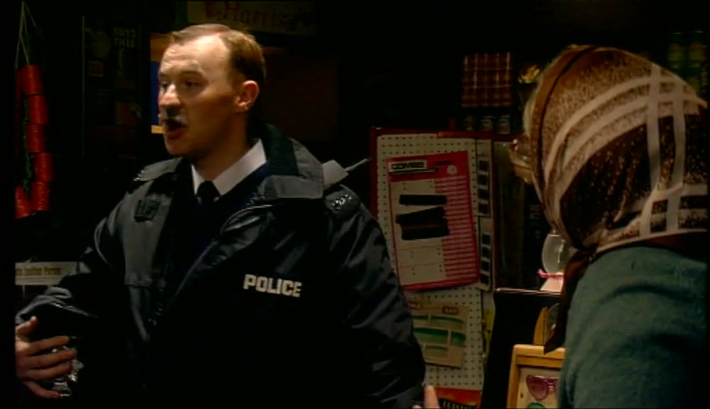 PERHAPS YOUR HUSBAND SAW SOMETHING. IS HE ON THE PREMISES? 