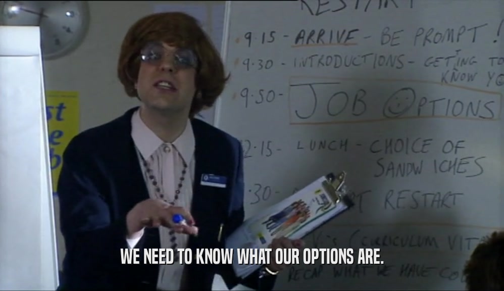 WE NEED TO KNOW WHAT OUR OPTIONS ARE.  