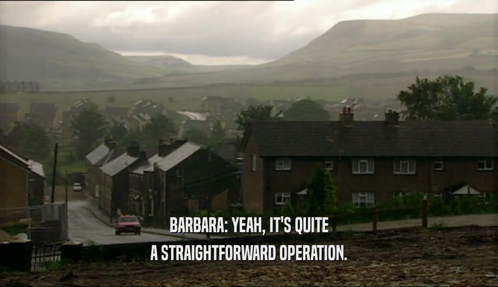 BARBARA: YEAH, IT'S QUITE A STRAIGHTFORWARD OPERATION. 