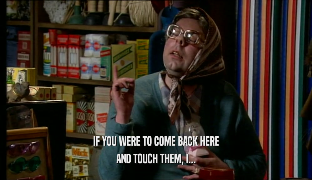 IF YOU WERE TO COME BACK HERE AND TOUCH THEM, I... 