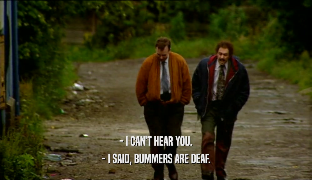 - I CAN'T HEAR YOU. - I SAID, BUMMERS ARE DEAF. 