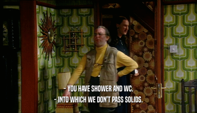 - YOU HAVE SHOWER AND WC. - INTO WHICH WE DON'T PASS SOLIDS. 