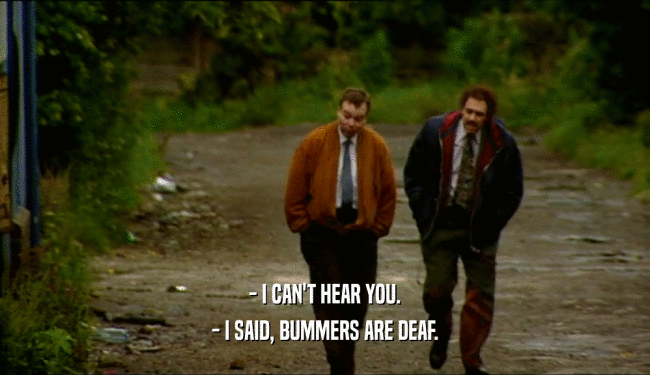 - I CAN'T HEAR YOU. - I SAID, BUMMERS ARE DEAF. 