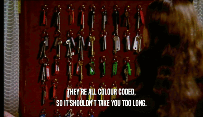 THEY'RE ALL COLOUR CODED, SO IT SHOULDN'T TAKE YOU TOO LONG. 