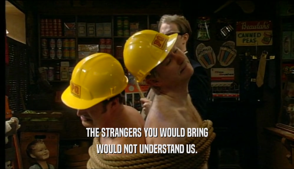 THE STRANGERS YOU WOULD BRING WOULD NOT UNDERSTAND US. 