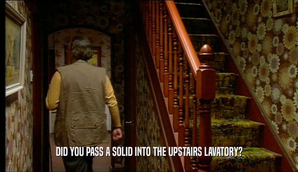 DID YOU PASS A SOLID INTO THE UPSTAIRS LAVATORY?  