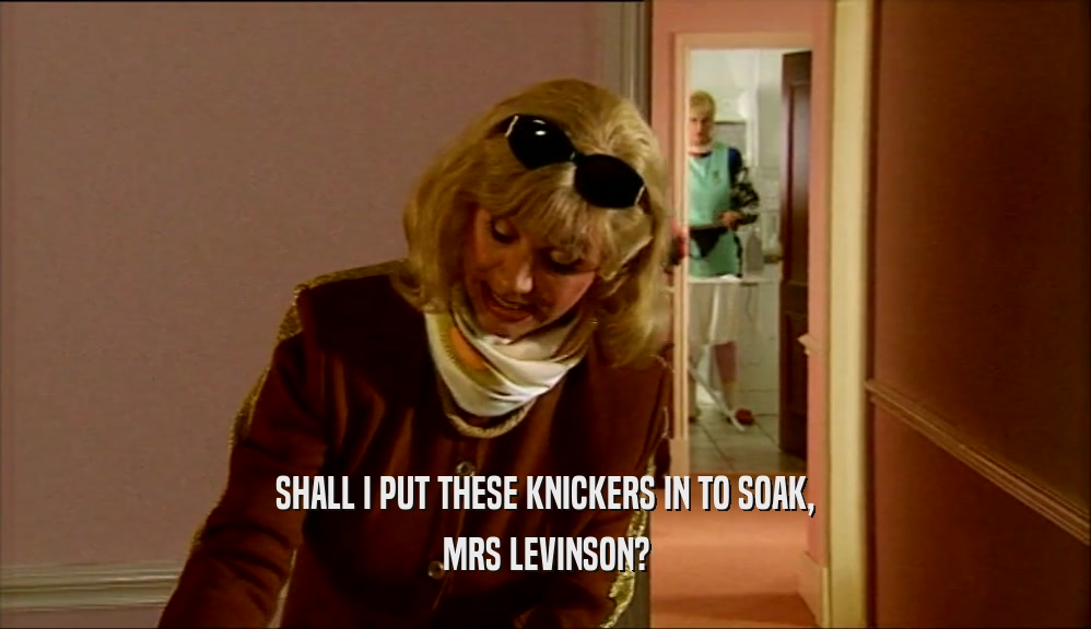 SHALL I PUT THESE KNICKERS IN TO SOAK, MRS LEVINSON? 