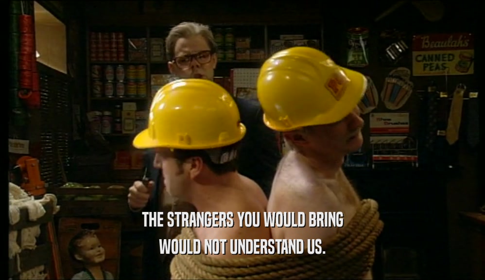 THE STRANGERS YOU WOULD BRING WOULD NOT UNDERSTAND US. 