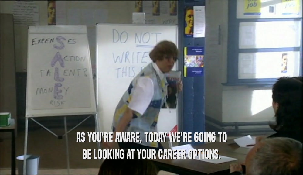 AS YOU'RE AWARE, TODAY WE'RE GOING TO BE LOOKING AT YOUR CAREER OPTIONS. 
